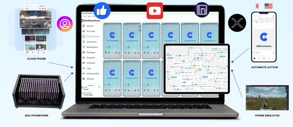 Download GemAutomate: No-Code Automation for MMO, Ad Farming & Social Tasks 1 What is GemAutomate Phone? Boost Your Phonefarm with Drag-and-Drop Automation